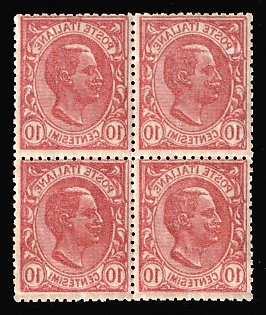 1906 10c Italy, Block of Four, Full OFFSET