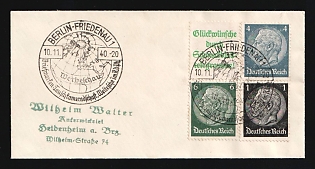 1940 (10 Nov) 'Advertising exhibition 'Stamp Exchange Society'', Third Reich, Germany, Cover from Berlin-Friedenau to Heidenheim an der Brenz, franked with Se-tenants, Special Cancellations