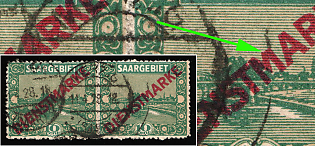 1922/24 10c Saar, Germany, Official Stamps, Pair, Broken 'M' in Overprint