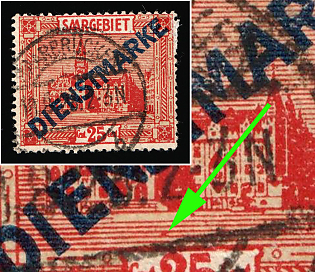 1922/24 25c Saar, Germany, Official Stamps, Point on the Stairs in the Middle