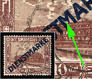 1922/24 40c Saar, Germany, Official Stamps, Broken 'M' in Overprint