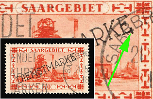 1929/34 60c, Saar, Germany, Official Stamps, Bold Second 'E' in Overprint