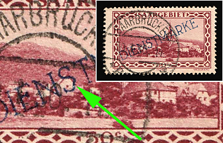 1929/34 50c, Saar, Germany, Official Stamps, 'S' Compressed at the Bottom in Overprint