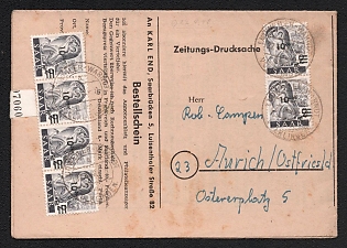 1948 (27 Apr) Saar Commercial Cover 'Philatelic Newsletter' to Aurich (Germany) franked with 6 x 10c