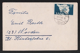 1948 (18 Dec) Saar Cover to Norden (Germany), franked with 25f
