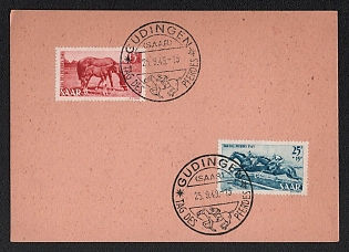1949 (25 Sept) Saar, First Day Cover, franked with 15 + 5Fr, 25 + 15Fr