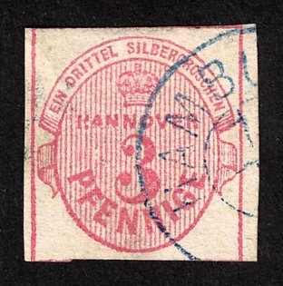 1859 3pf Hannover, German States, Germany, Signed