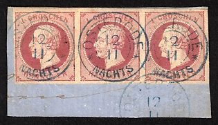 1859 1gr Hannover on piece, German States, Germany, Strip, Signed