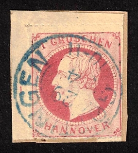 1864 1gr Hannover on piece, German States, Germany, Corner Margin, Plate Number