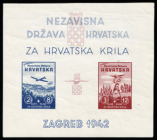 1942 Croatia, NDH, Souvenir Sheet