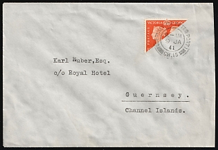 1941 (9 Jan) Guernsey, German Occupation, Germany, Cover locally addressed in Guernsey, franked with bisect 2p