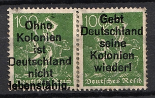 1921 'Without its colonies, Germany is not viable. Give Germany back its colonies!' Colonial Propaganda Stamp, Germany, Private Issue