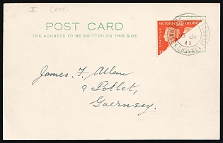 1941 (6 Jan) Guernsey, German Occupation, Germany, Postcard locally addressed in Guernsey, franked with bisect 2p