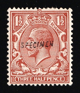 1912 1 1/2 d Great Britain, Specimen, Type 23