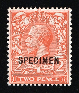1912 2d Great Britain, Specimen, Type 26