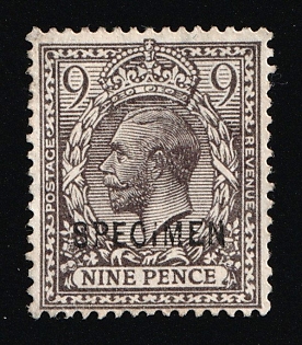 1913 9d Great Britain, Specimen, Type 26, Deep Agate