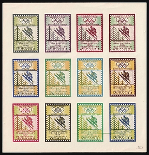 1964 Olympic Games, Winter 3rd Issue, Ukraine, Underground Post, Complete Sheet, Imperforate