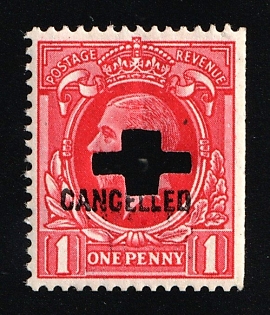 1934 1d Great Britain, , Specimen 'Cancelled', Type 33P, Annulate