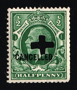1934 1/2 d Great Britain, Specimen 'Cancelled', Type 33, Annulate
