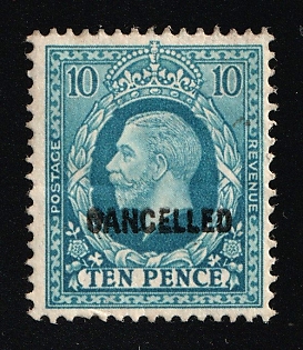 1936 10d Great Britain, Specimen 'Cancelled', Type 33