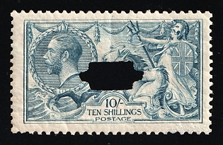 1913 10s Great Britain, Anulate, Type P, Dull Grey Blue,  For Telegraphic Use