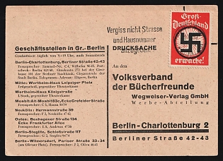 1930s Nazi Germany Third Reich Propaganda Label on Postcard