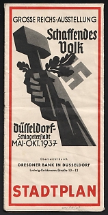 1937 City Map Düsseldorf-Schlageterstadt, Great Reich Exhibition Working People