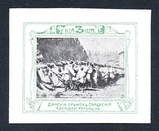 1914 3k imperforated, Moscow, Ladies' circle for supplying clothing to the wounded , Russian Empire WWI Charity label
