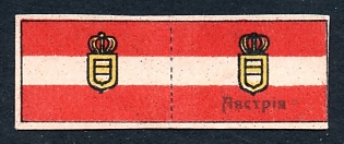 1914 Vladikavkaz, National flag of Austria, Russian Empire WWI Charity label