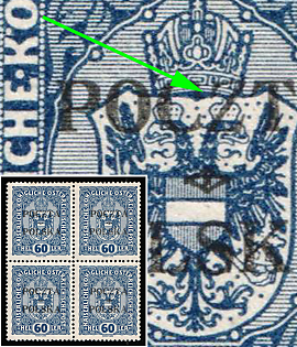 1919 60h Poland, Thin 'Z', Signed, Block of Four
