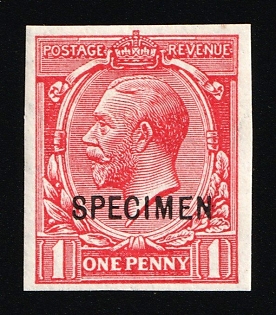 1912 1d Great Britain, Specimen, Imperforate