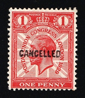 1929 1d Great Britain, Specimen 'Cancelled'