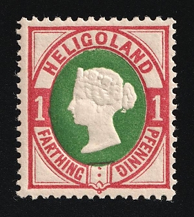 1875 1F/1Pf Heligoland, German States, Germany, Signed