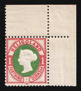 1875 1F/1Pf Heligoland, German States, Germany, Corner Margins