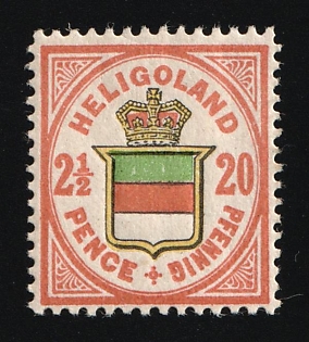1890 2 1/2P/20Pf Heligoland, German States, Germany, Signed by Schucz