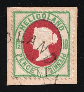 1875 1 1/2P/10Pf on piece Heligoland, German States, Germany, Signed by Lemberg