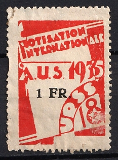 1 FR overprint International Notice From 1935, Russia-related or Russian Exile, Russian Cinderella