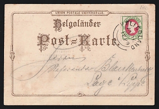 1889 (16 Aug) 1 1/2P-10Pf 'Universal Postal Union', 'Heligoland Postcard', 'Greetings from Heligoland', Postcard from Heligoland (Germany) to Lage (Germany), franked with 1 1/2P-10Pf