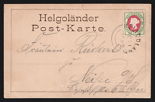 1889 (21 Aug) 1 1/2P-10Pf 'Heligoland Postcard', Postcard from Heligoland (Germany) to Neisse (Germany), franked with 1 1/2P-10Pf