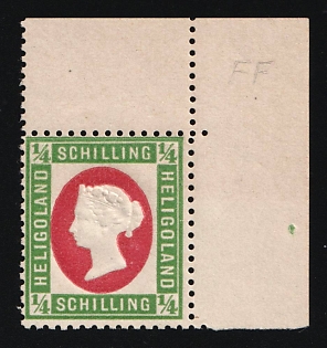 1/4S Heligoland, German States, Germany, Corner Margins, Reprint