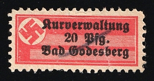 1933-45 20pf Bad Godesberg Resort Management, Charity Stamp, Nazi Germany Third Reich Propaganda