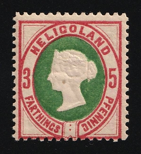 1890 3F/5Pf Heligoland, German States, Germany, Signed