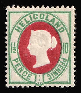 1890 1 1/2P/10Pf Heligoland, German States, Germany, Signed by Schulz