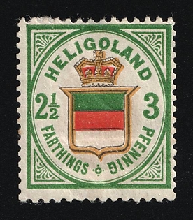 1876 2 1/2F/3Pf Heligoland, German States, Germany, Signed by Schucz