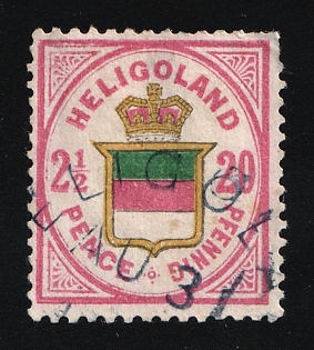 1880 2 1/2P/20Pf Heligoland, German States, Germany, Signed by H