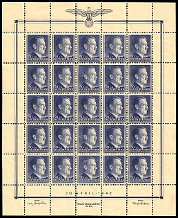 1942 50Gr on 1Zl General Government, Germany, Full Sheet
