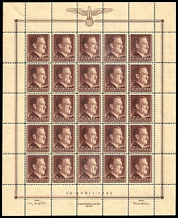 1942 1.20Zl on 1Zl General Government, Germany, Full Sheet