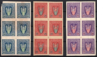 1919 Stanislav, West Ukrainian People's Republic, Ukraine, Blocks of Six, Imperforate