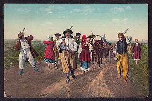 1915 (15 Dec) Ukraine Related Picture, WWI Stampless Free Tariff Field Post Feldpost Postcard to Vienna (Austria), Soldier's Letter Violet Handstamp