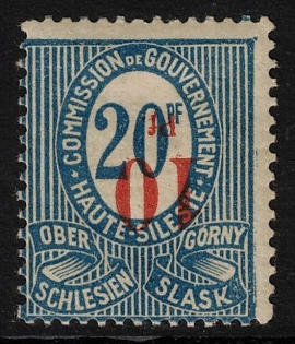 1920 10Pf on 20Pf, Joining of Upper Silesia, Germany, Inverted Overprint, Signed